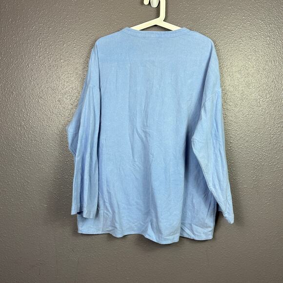 Soft Surroundings Cedella V-Neck Tunic Blue Long Sleeve Size XL - Picture 2 of 6